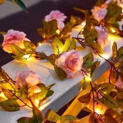 Solar Rose Flower String Lights 2m 20LEDs Garden Waterproof Valentine's Day String Lights for Home Bedroom Party Holiday Wedding Christmas Garden Valentine's Day Decoration
