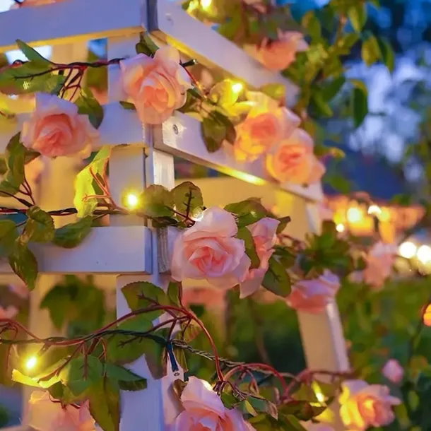 Solar Rose Flower String Lights 2m 20LEDs Garden Waterproof Valentine's Day String Lights for Home Bedroom Party Holiday Wedding Christmas Garden Valentine's Day Decoration