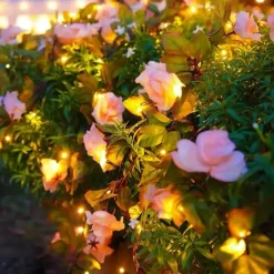 Solar Rose Flower String Lights 2m 20LEDs Garden Waterproof Valentine's Day String Lights for Home Bedroom Party Holiday Wedding Christmas Garden Valentine's Day Decoration