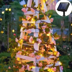 Solar Rose Flower String Lights 2m 20LEDs Garden Waterproof Valentine's Day String Lights for Home Bedroom Party Holiday Wedding Christmas Garden Valentine's Day Decoration