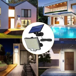 Solar Security Wall Light Outdoor 106LED with Motion Sensor Remote Control IP65 Waterproof 120 Lighting Angle Solar Security Wall Sconce