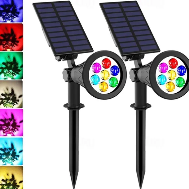 Solar Spot Lights Outdoor 2-in-1 Solar Landscape Spotlights Security Lights IP65 Waterproof Wall Lights for Walkway Yard Garden Driveway Pathway Garden 4/7 LED Beads