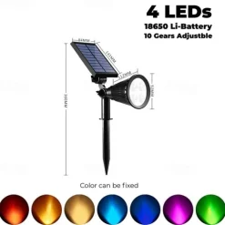 Solar Spot Lights Outdoor 2-in-1 Solar Landscape Spotlights Security Lights IP65 Waterproof Wall Lights for Walkway Yard Garden Driveway Pathway Garden 4/7 LED Beads