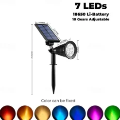 Solar Spot Lights Outdoor 2-in-1 Solar Landscape Spotlights Security Lights IP65 Waterproof Wall Lights for Walkway Yard Garden Driveway Pathway Garden 4/7 LED Beads