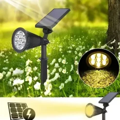 Solar Spot Lights Outdoor 2-in-1 Solar Landscape Spotlights Security Lights IP65 Waterproof Wall Lights for Walkway Yard Garden Driveway Pathway Garden 4/7 LED Beads