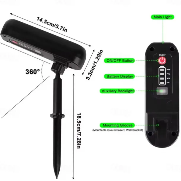 Solar Spotlights - Solar Uplights, Outdoor Solar LED Wall Light, IP65 Waterproof Green Pathway Garden Lights for Trees, Pathway, Yard and Landscape Decoration 2/4pcs