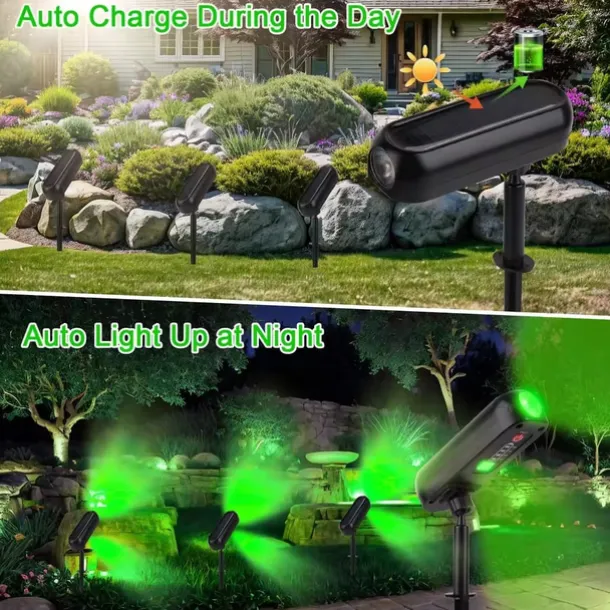 Solar Spotlights - Solar Uplights, Outdoor Solar LED Wall Light, IP65 Waterproof Green Pathway Garden Lights for Trees, Pathway, Yard and Landscape Decoration 2/4pcs