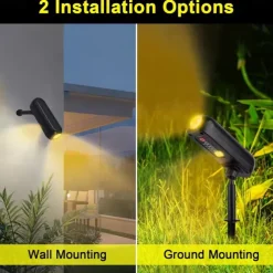 Solar Spotlights - Solar Uplights, Outdoor Solar LED Wall Light, IP65 Waterproof Green Pathway Garden Lights for Trees, Pathway, Yard and Landscape Decoration 2/4pcs