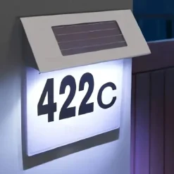 Solar Stainless Steel Address Sign Light – LED Outdoor Wall Light for Home, Garden, Street and Courtyard | Waterproof Solar Night Light 1pc