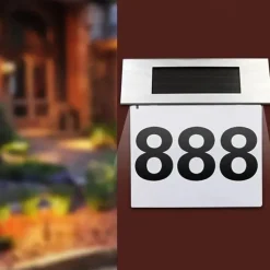 Solar Stainless Steel Address Sign Light – LED Outdoor Wall Light for Home, Garden, Street and Courtyard | Waterproof Solar Night Light 1pc