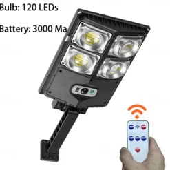 Solar Street Lights Outdoor Waterproof High Brightness Dusk to Dawn LED Lamp with Motion Sensor Remote Control for Garden Patio Porch Garage