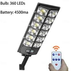 Solar Street Lights Outdoor Waterproof High Brightness Dusk to Dawn LED Lamp with Motion Sensor Remote Control for Garden Patio Porch Garage