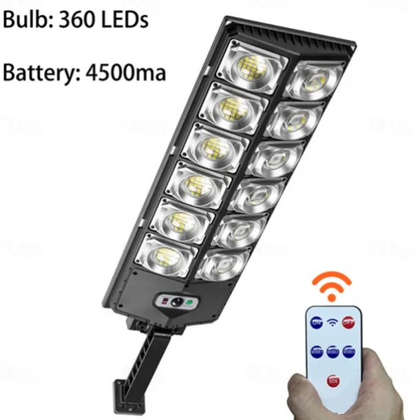 Solar Street Lights Outdoor Waterproof High Brightness Dusk to Dawn LED Lamp with Motion Sensor Remote Control for Garden Patio Porch Garage