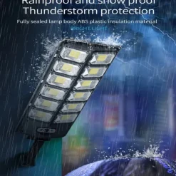 Solar Street Lights Outdoor Waterproof High Brightness Dusk to Dawn LED Lamp with Motion Sensor Remote Control for Garden Patio Porch Garage