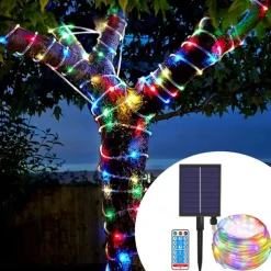 Solar String Fairy Lights Outdoor Christmas Decorations Solar and Plug in 20m 10m with Remote Control Garland Large Panel Fast Charge Christmas Garden Decoration