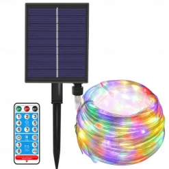 Solar String Fairy Lights Outdoor Christmas Decorations Solar and Plug in 20m 10m with Remote Control Garland Large Panel Fast Charge Christmas Garden Decoration