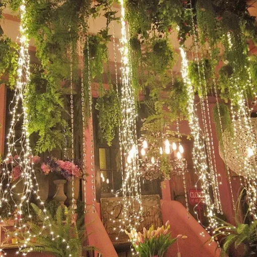 Solar String Lights Outdoor 10 Strands 2M 200LEDs Waterproof Twinkle Starry Fairy Branch Copper Waterfall Light for Garden Fence Tree Flexible Yard Garland Patio Decor Lighting