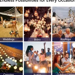 Solar String Lights Outdoor Weatherproof with Remote, Solar Powered LED Edison Bulb Outdoor String Lights for Outside Patio Backyard Fence Halloween Christmas Decorations