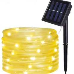 Solar Tube String Light 7/12/20M 50/100/200 Leds 8 Modes Waterproof Outdoor LED Copper Wire Lights for Garden Decor Lamp Wedding Party Tree Xmas Halloween Holiday Decoration Lighting