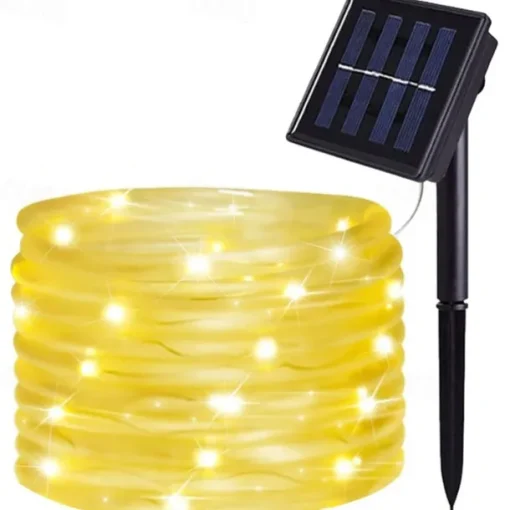 Solar Tube String Light 7/12/20M 50/100/200 Leds 8 Modes Waterproof Outdoor LED Copper Wire Lights for Garden Decor Lamp Wedding Party Tree Xmas Halloween Holiday Decoration Lighting