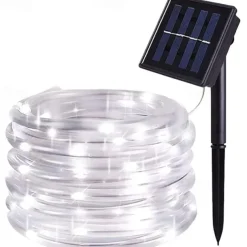 Solar Tube String Light 7/12/20M 50/100/200 Leds 8 Modes Waterproof Outdoor LED Copper Wire Lights for Garden Decor Lamp Wedding Party Tree Xmas Halloween Holiday Decoration Lighting