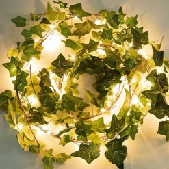 Solar Vine String Lights Ivy Lights LED Artificial Rattan Green Plant LED Solar String Light Outdoor Waterproof Led String Hanging Lights for Yard Fence Wall Hanging Wedding Decoration
