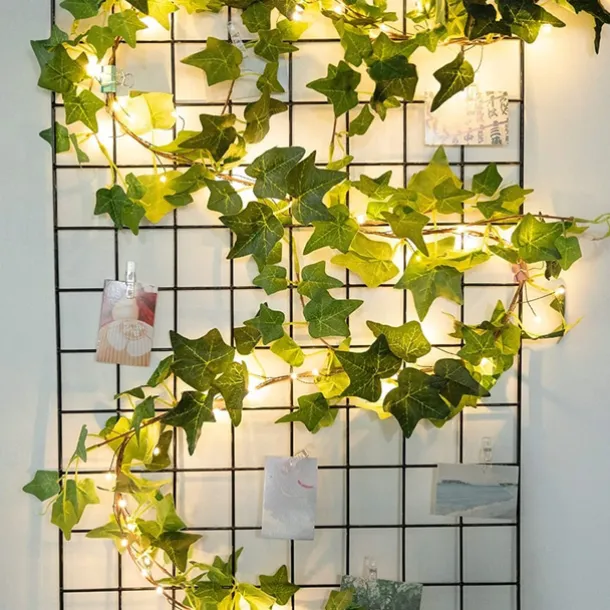 Solar Vine String Lights Ivy Lights LED Artificial Rattan Green Plant LED Solar String Light Outdoor Waterproof Led String Hanging Lights for Yard Fence Wall Hanging Wedding Decoration