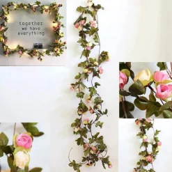 Solar Vine String Lights Ivy Lights LED Artificial Rattan Green Plant LED Solar String Light Outdoor Waterproof Led String Hanging Lights for Yard Fence Wall Hanging Wedding Decoration