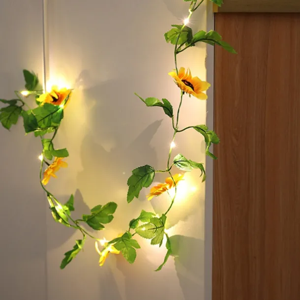 Solar Vine String Lights Ivy Lights LED Artificial Rattan Green Plant LED Solar String Light Outdoor Waterproof Led String Hanging Lights for Yard Fence Wall Hanging Wedding Decoration
