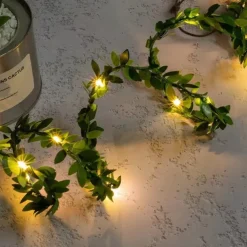 Solar Vine String Lights Ivy Lights LED Artificial Rattan Green Plant LED Solar String Light Outdoor Waterproof Led String Hanging Lights for Yard Fence Wall Hanging Wedding Decoration