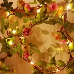 Solar Vine String Lights Ivy Lights LED Artificial Rattan Green Plant LED Solar String Light Outdoor Waterproof Led String Hanging Lights for Yard Fence Wall Hanging Wedding Decoration