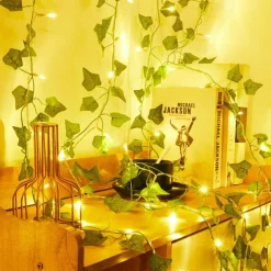 Solar Vine String Lights Ivy Lights LED Artificial Rattan Green Plant LED Solar String Light Outdoor Waterproof Led String Hanging Lights for Yard Fence Wall Hanging Wedding Decoration