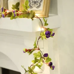 Solar Vine String Lights Ivy Lights LED Artificial Rattan Green Plant LED Solar String Light Outdoor Waterproof Led String Hanging Lights for Yard Fence Wall Hanging Wedding Decoration