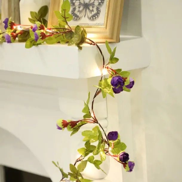 Solar Vine String Lights Ivy Lights LED Artificial Rattan Green Plant LED Solar String Light Outdoor Waterproof Led String Hanging Lights for Yard Fence Wall Hanging Wedding Decoration