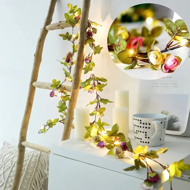 Solar Vine String Lights Ivy Lights LED Artificial Rattan Green Plant LED Solar String Light Outdoor Waterproof Led String Hanging Lights for Yard Fence Wall Hanging Wedding Decoration