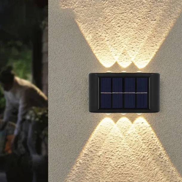 Solar Wall Lamp Glow Up and Down 6 LEDs Outdoor Waterproof Courtyard Light Outdoor Villa Wall Fence Porch Lighting Decoration Solar Wall Washing Lights