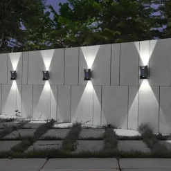 Solar Wall Light - Durable UP & Down Illumination, Waterproof IP65, Outdoor Fence, Garden, Porch, Garage Lighting 1/2pcs