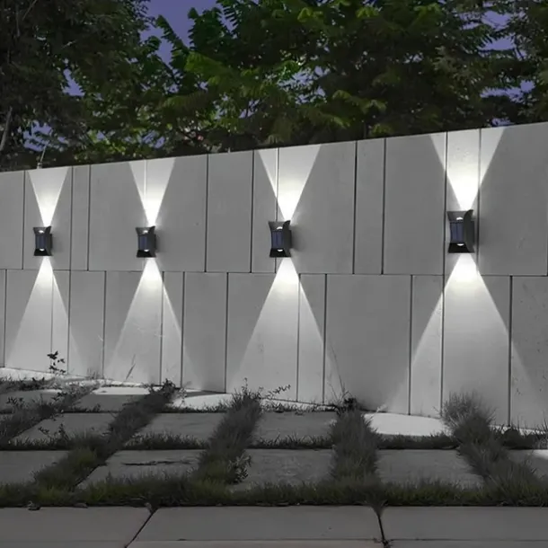 Solar Wall Light - Durable UP & Down Illumination, Waterproof IP65, Outdoor Fence, Garden, Porch, Garage Lighting 1/2pcs