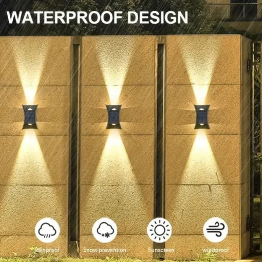 Solar Wall Light - Durable UP & Down Illumination, Waterproof IP65, Outdoor Fence, Garden, Porch, Garage Lighting 1/2pcs