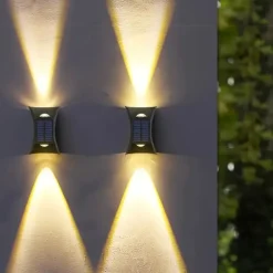 Solar Wall Light - Durable UP & Down Illumination, Waterproof IP65, Outdoor Fence, Garden, Porch, Garage Lighting 1/2pcs