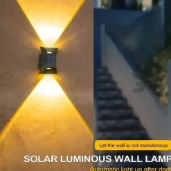 Solar Wall Light - Durable UP & Down Illumination, Waterproof IP65, Outdoor Fence, Garden, Porch, Garage Lighting 1/2pcs