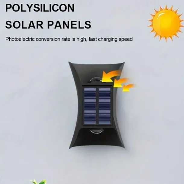 Solar Wall Light - Durable UP & Down Illumination, Waterproof IP65, Outdoor Fence, Garden, Porch, Garage Lighting 1/2pcs
