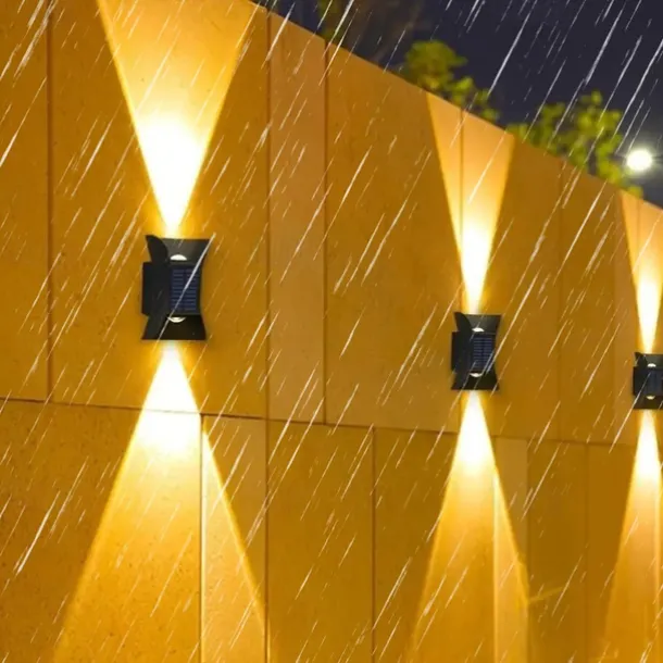 Solar Wall Light - Durable UP & Down Illumination, Waterproof IP65, Outdoor Fence, Garden, Porch, Garage Lighting 1/2pcs
