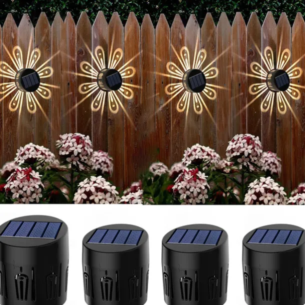 Solar Wall Light Color-Changing Deck Light Outdoor Waterproof Fence Light Villa Garden Fence Yard Wall Pilaster Step Staircase Decoration
