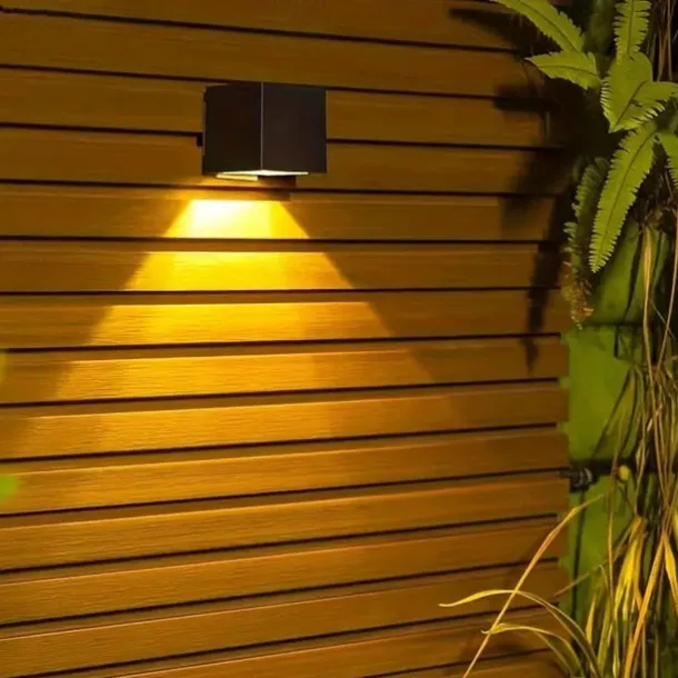 Solar Wall Lights Waterproof Outdoor Warm White/RGB LED Decor Lighting for Yard Garden and Exterior Walls Outdoor Solar Fence Lights 2pcs