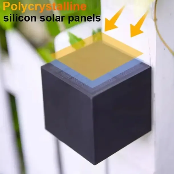 Solar Wall Lights Waterproof Outdoor Warm White/RGB LED Decor Lighting for Yard Garden and Exterior Walls Outdoor Solar Fence Lights 2pcs