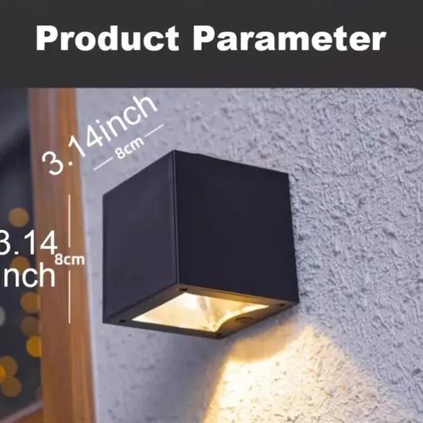 Solar Wall Lights Waterproof Outdoor Warm White/RGB LED Decor Lighting for Yard Garden and Exterior Walls Outdoor Solar Fence Lights 2pcs