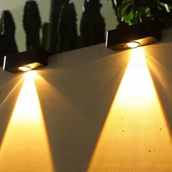 Solar Wall Wash Light RGB/Warm Lighting Outdoor Waterproof High Brightness Solar Wall Lamp Garden Yard Balcony Fence Garage Porch Wall Decoration 1/2/4pcs