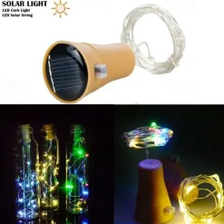 Solar Wine Bottle String Lights Outdoor Wedding Decoration 2m 20LED Fairy Lights with Cork Waterproof Christmas Light Copper Garland Patio Garden String Lights 10pcs 6pcs 2pcs