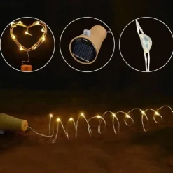 Solar Wine Bottle String Lights Outdoor Wedding Decoration 2m 20LED Fairy Lights with Cork Waterproof Christmas Light Copper Garland Patio Garden String Lights 10pcs 6pcs 2pcs